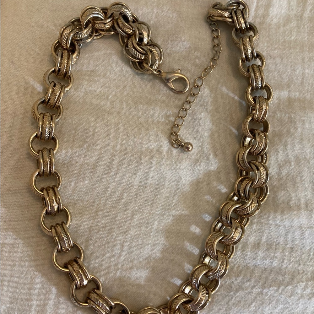 Chunky Two Tone‎ Link Vintage Necklace - Picture 4 of 6
